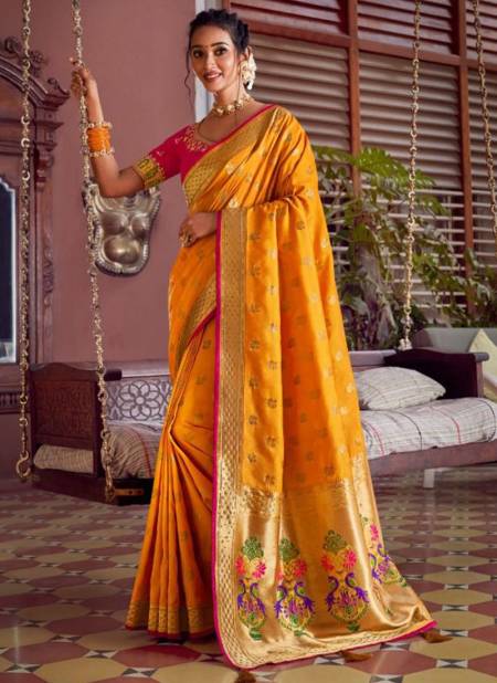 Yellow Colour Heavy Festive Wear Silk Fancy Designer Saree Collection 4256